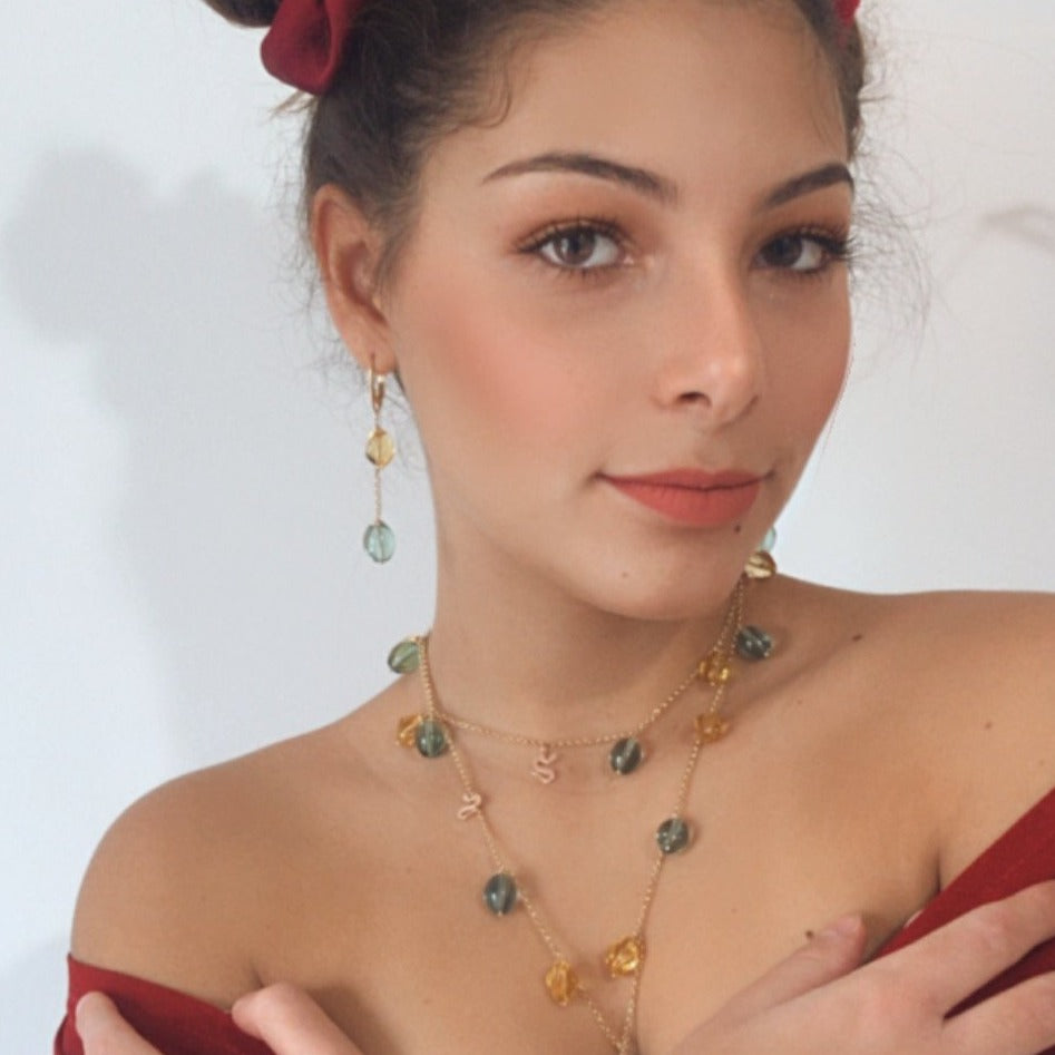 Collana Charms Citrino e Fluorite