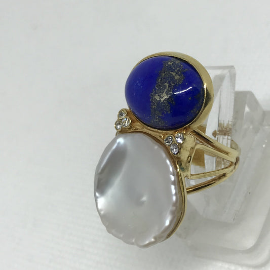 Anello Lapislazzuli e Perla coin