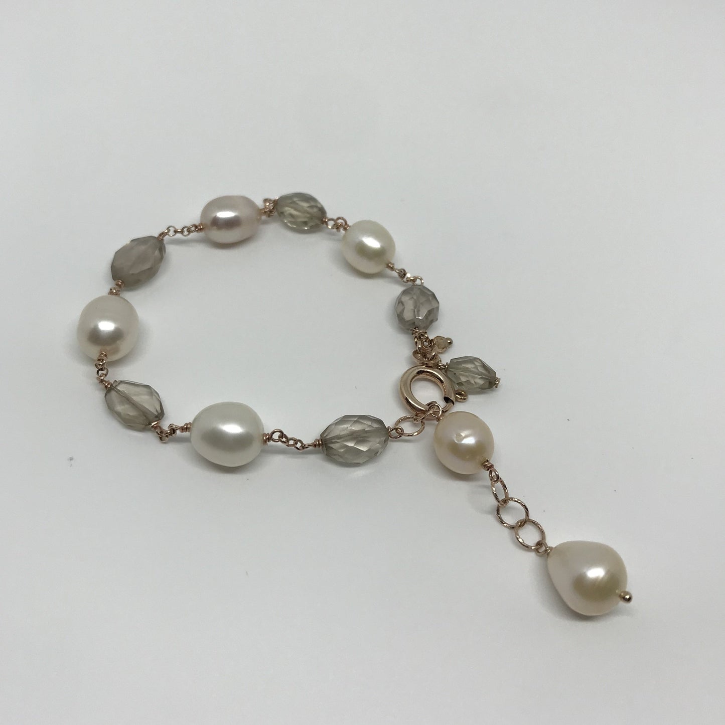Bracciale Quarzo Fumè Perle