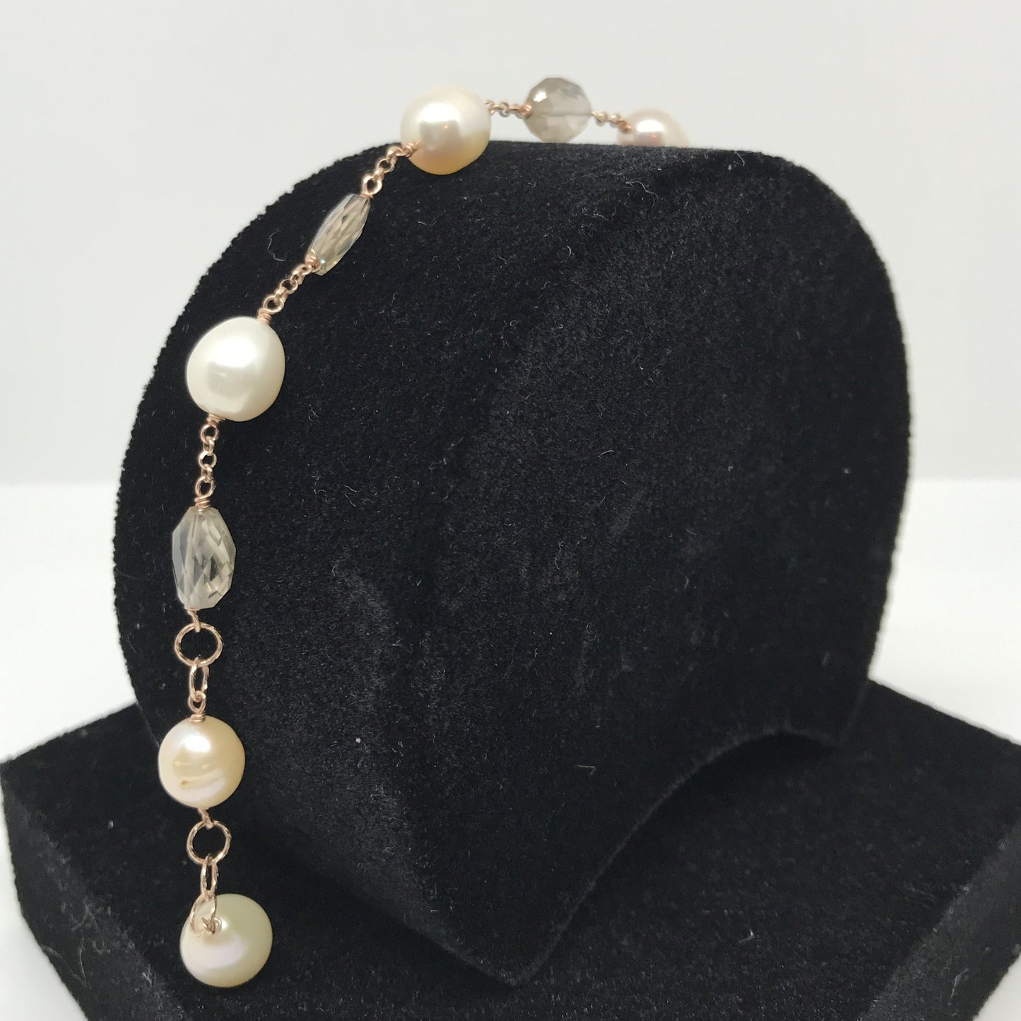 Bracciale Quarzo Fumè Perle