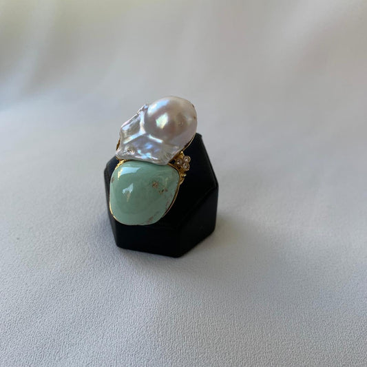 Anello Contrariè Amazzonite Barocca