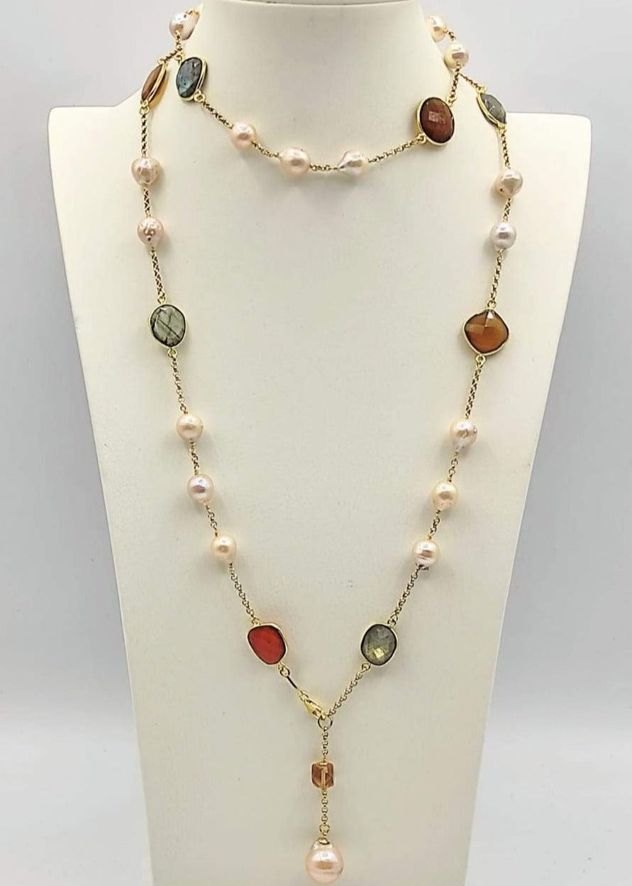 Collana Barocche Albicocca e Labradorite