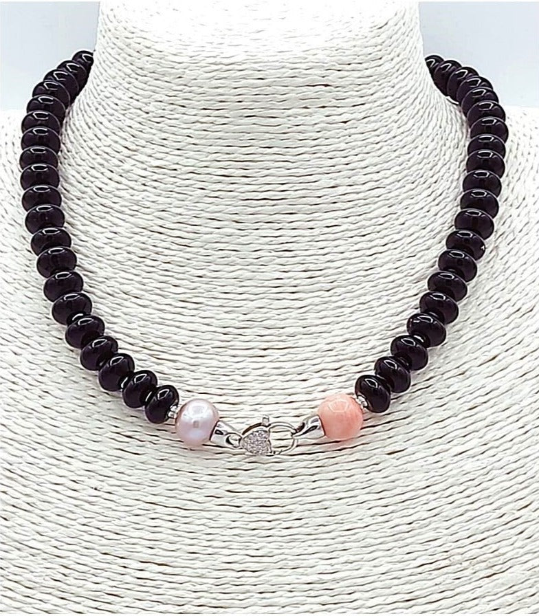 Girocollo Onice e Bamboo Rosa