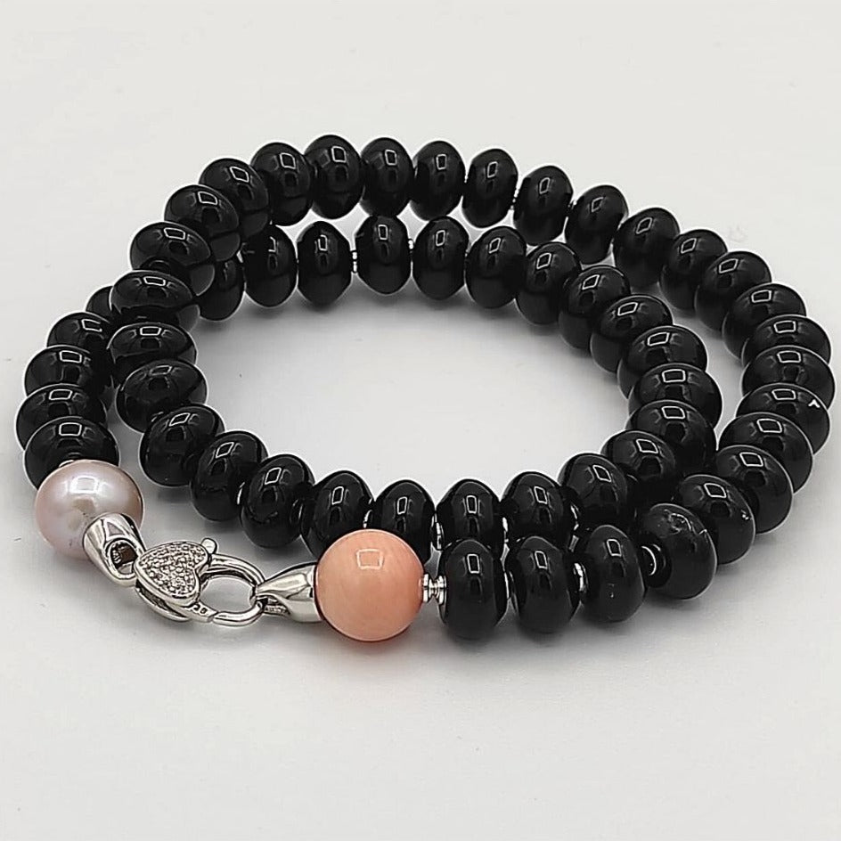 Girocollo Onice e Bamboo Rosa