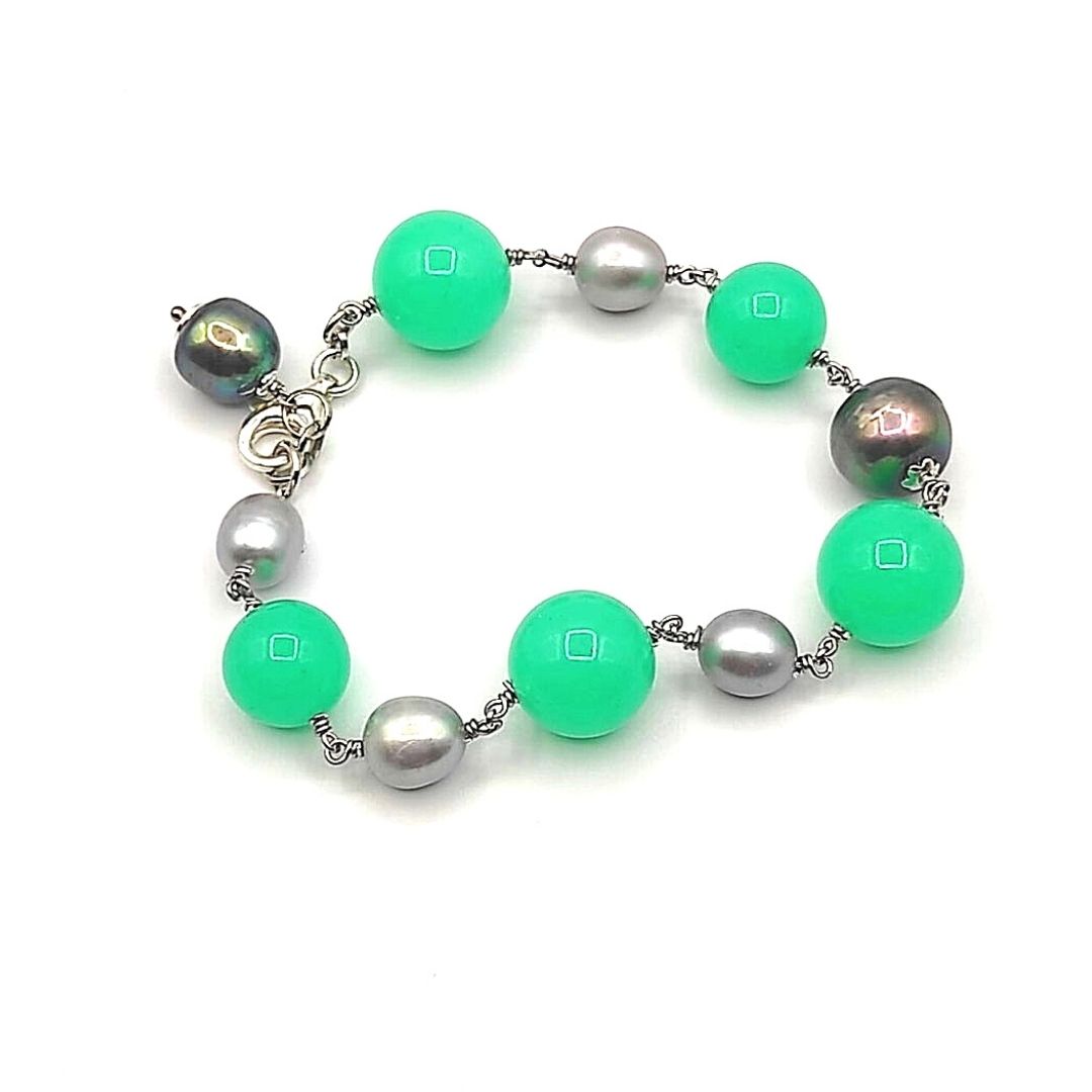 Bracciale Giada Perle Grigie