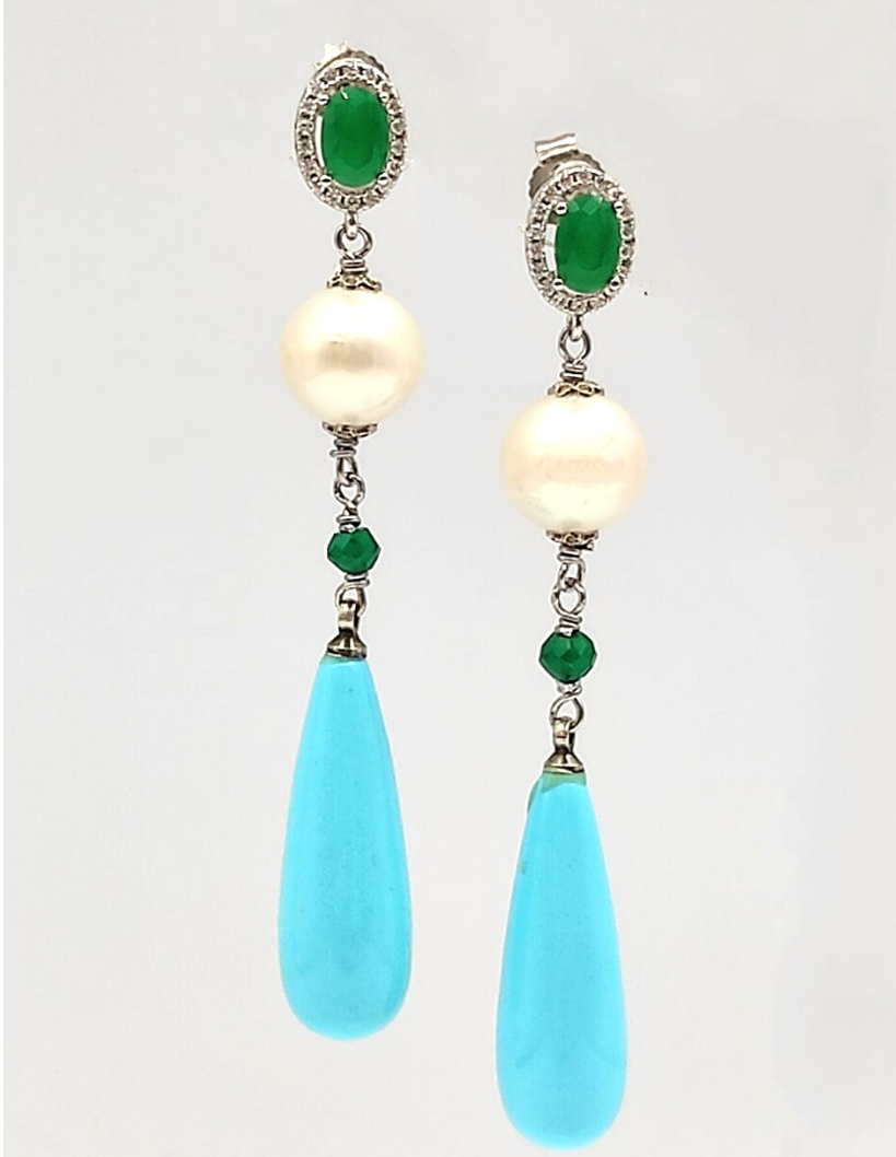 Orecchini Turchese e Onice verde