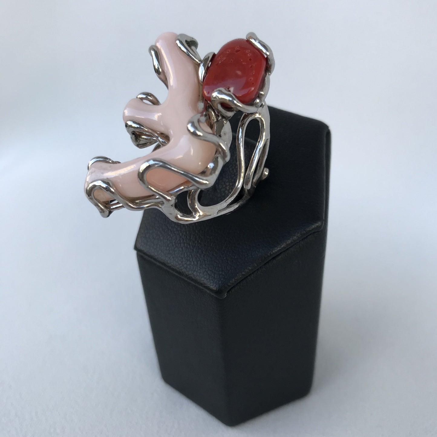 Anello Ramo Corallo Rosa e Corallo Rosso