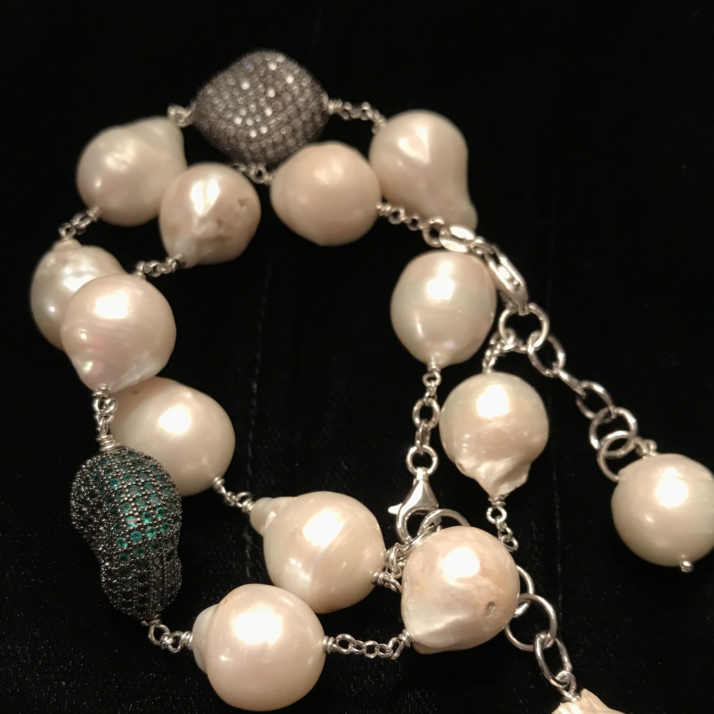 Bracciale Perle Barocche-Sasso Zirgoni Verdi