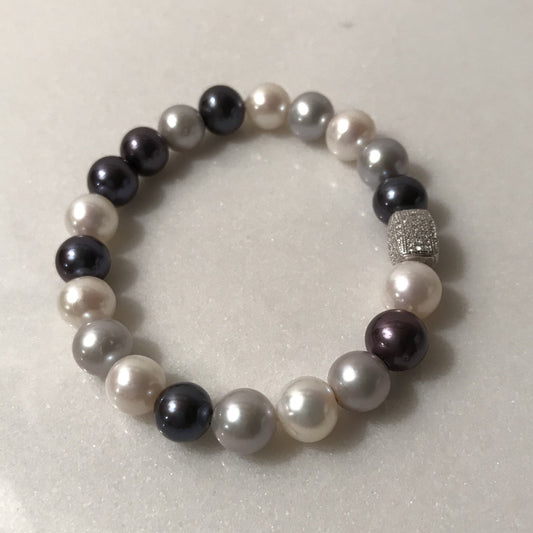 Bracciale Perle Grigie degradè e Zirgoni