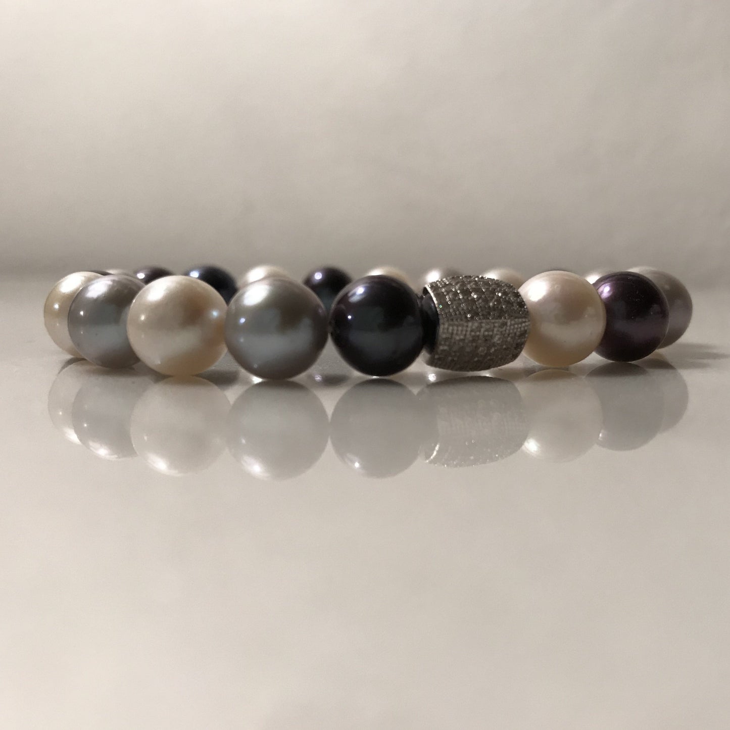 Bracciale Perle Grigie degradè e Zirgoni