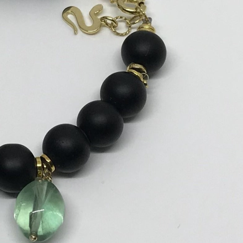 Bracciale Onice Satinato Charm Fluorite