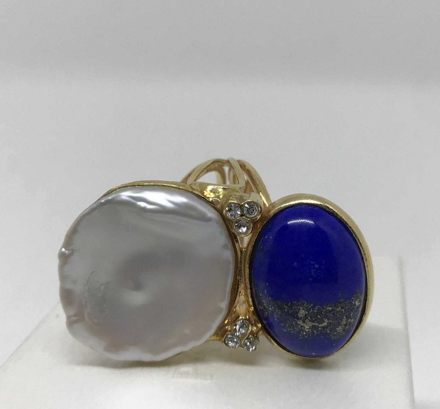 Anello Lapislazzuli e Perla coin