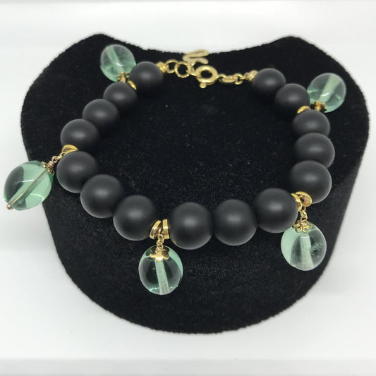 Bracciale Onice Satinato Charm Fluorite