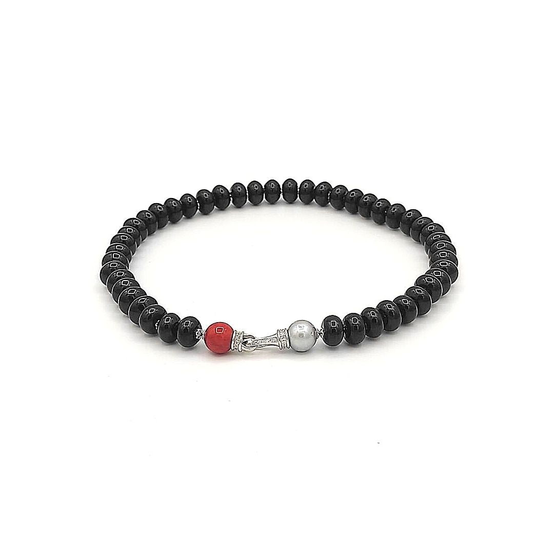 Girocollo Onice e Bamboo rosso