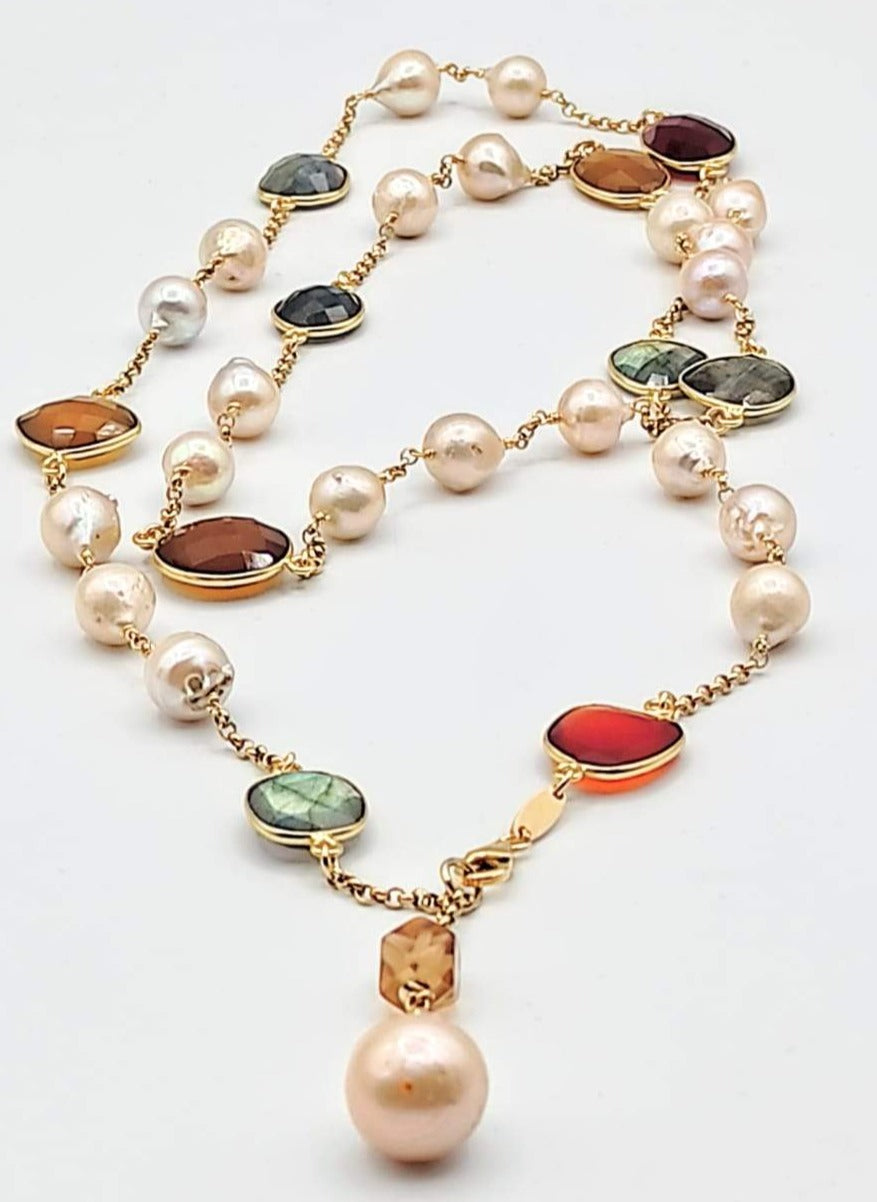 Collana Barocche Albicocca e Labradorite