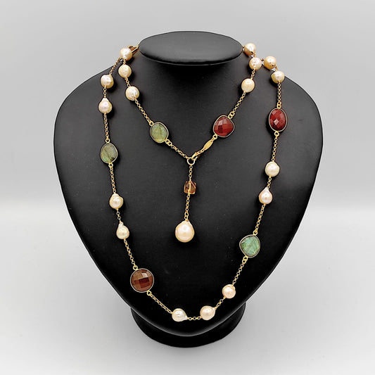 Collana Barocche Albicocca e Labradorite