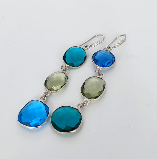 Orecchini Quarzo Azzurro Verde
