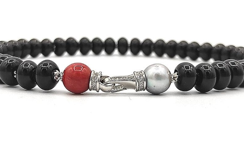Girocollo Onice e Bamboo rosso