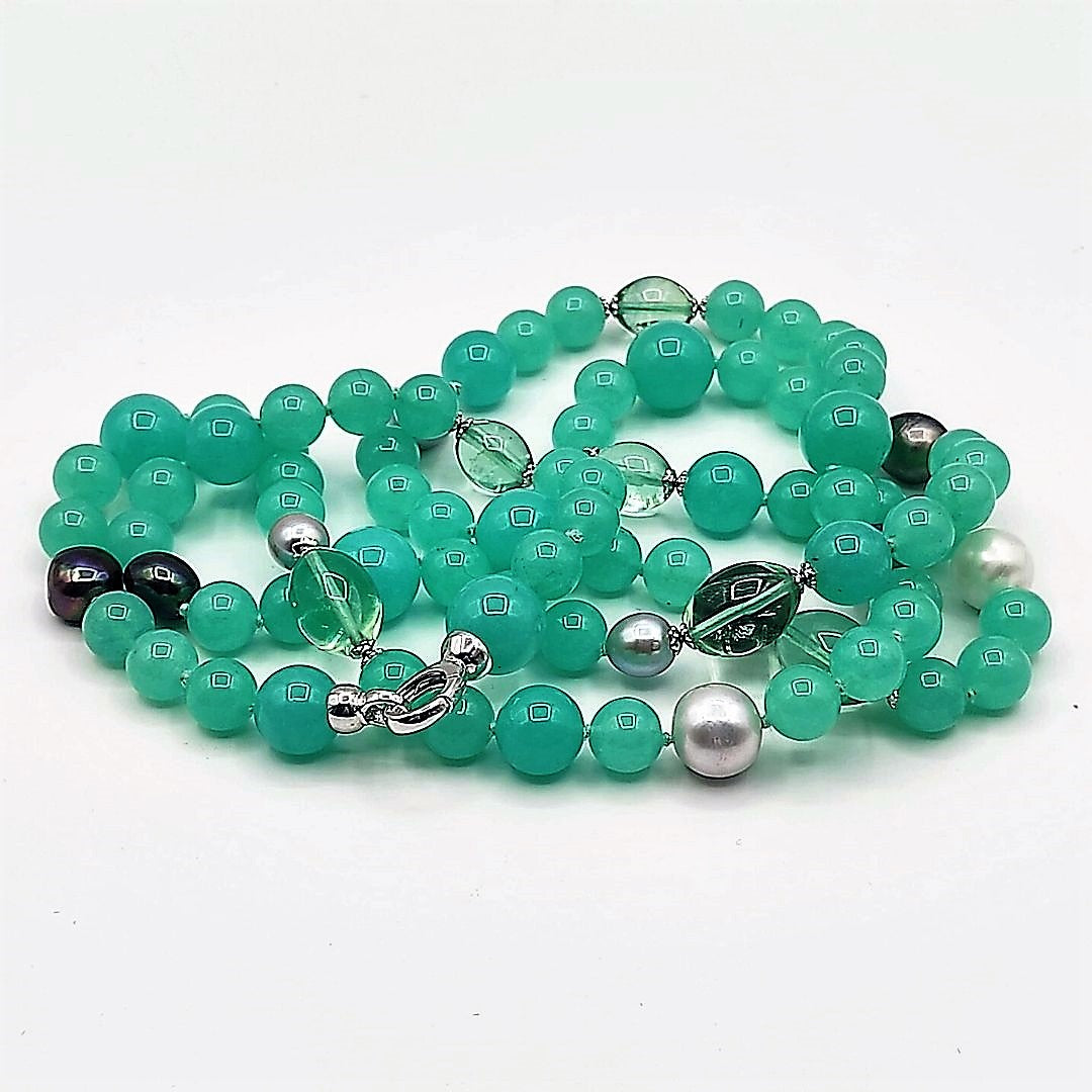 Collana Laccio Fluorite Giada Perle