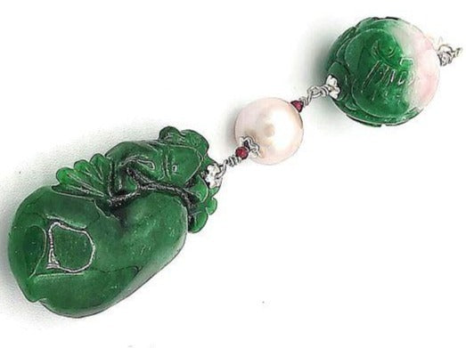 Ciondolo Giada incisa e Rubillite