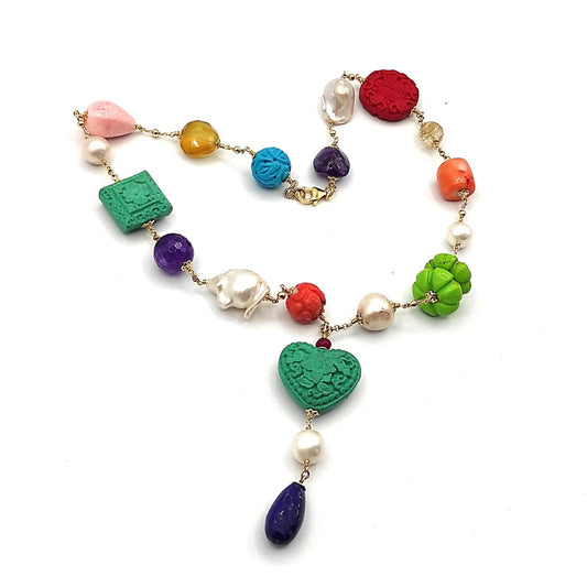 Collana Fantasia con Cuore Lacca Cinese